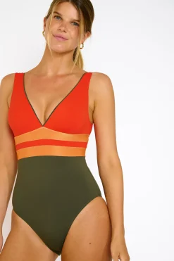 Livia MAILLOT 1 PIECE AMBRE FORMOSA Kaki Outlet