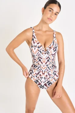 Livia MAILLOT 1 PIECE MARLENE BANGKA Marron Hot