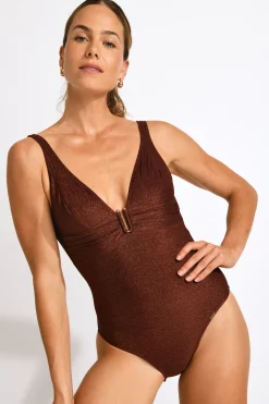 Livia MAILLOT 1 PIECE ULTIMA ADAMAN Marron Outlet