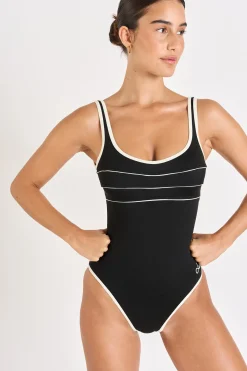 Livia MAILLOT 1 PIECE ANCOLIE LAVANDOU Noir New