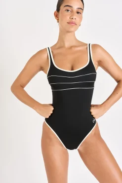 Livia MAILLOT 1 PIECE ANCOLIE LAVANDOU Noir New