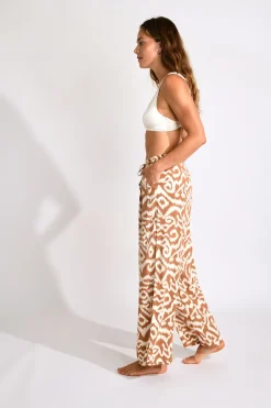 Livia PANTALON BEACHWEAR ALYA GAROUPE Marron