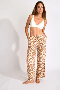 Livia PANTALON BEACHWEAR ALYA GAROUPE Marron