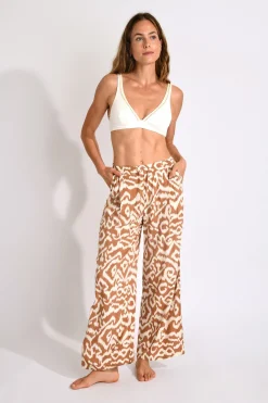 Livia PANTALON BEACHWEAR ALYA GAROUPE Marron