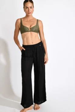 Livia PANTALON BEACHWEAR ALYA ALAGOA Noir New