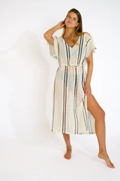 Livia ROBE BEACHWEAR AKYRA MAYBOURNE Ecru New