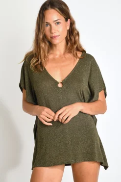 Livia TUNIQUE BEACHWEAR YASMINE HAMAMET Kaki New